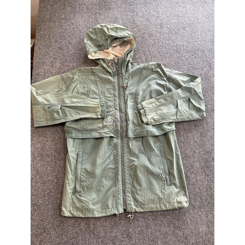 VTG Pacific Trail Jacket Mens Small Green Hooded Windbreaker Full Zip Outdoor